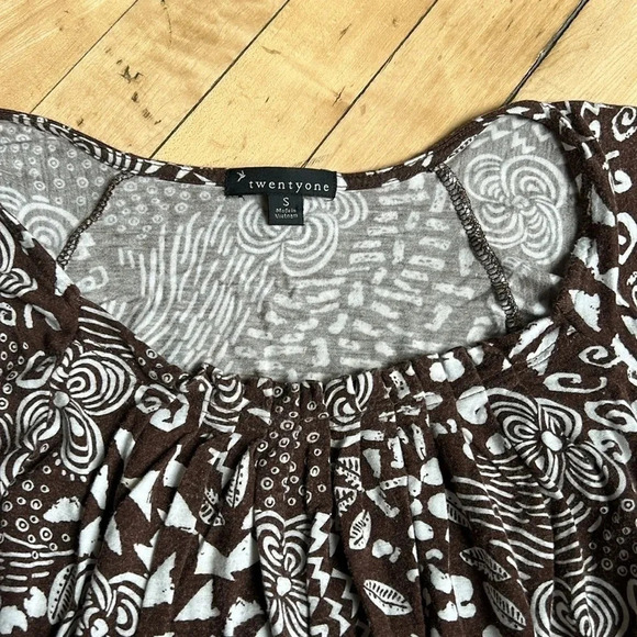 Forever 21 Brown Shirt | Brown Patterned Shirt | Tribal Print | Forever 21 Shirt - Picture 4 of 7